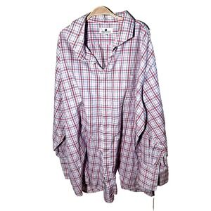 Italo Mondo  Blue Pink Red Button Up Plaid Long Sleeve Sz 22 36/37 Cotton Classi